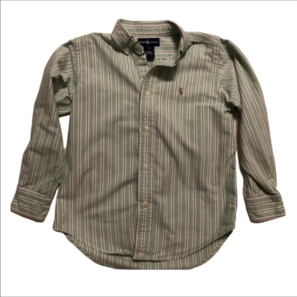 Ralph Lauren Green Striped Casual Long Sleeve Button Down 6